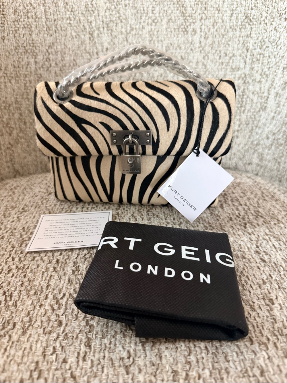 NWT Kurt Geiger Mini Brixton Zebra Calf Hair Crossbody Bag